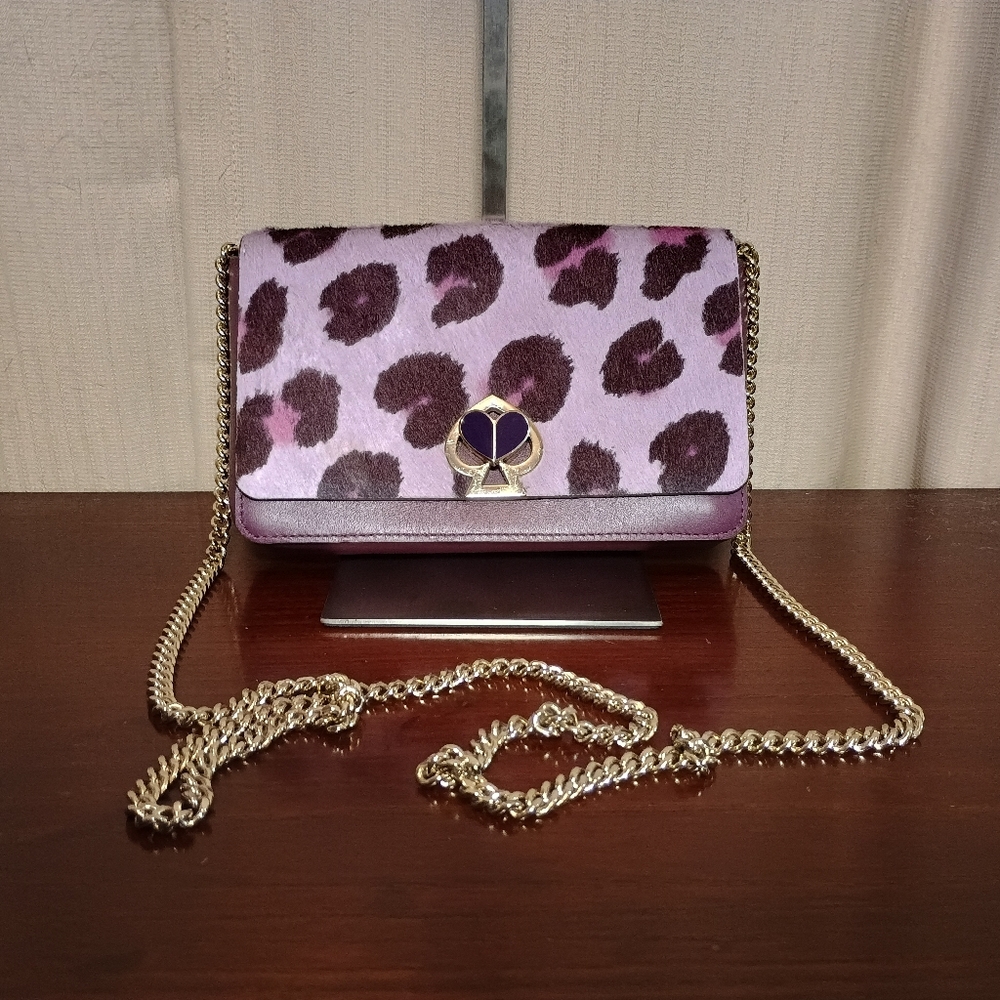Kate Spade Purple Calf Hair Leopard Chain Crossbody